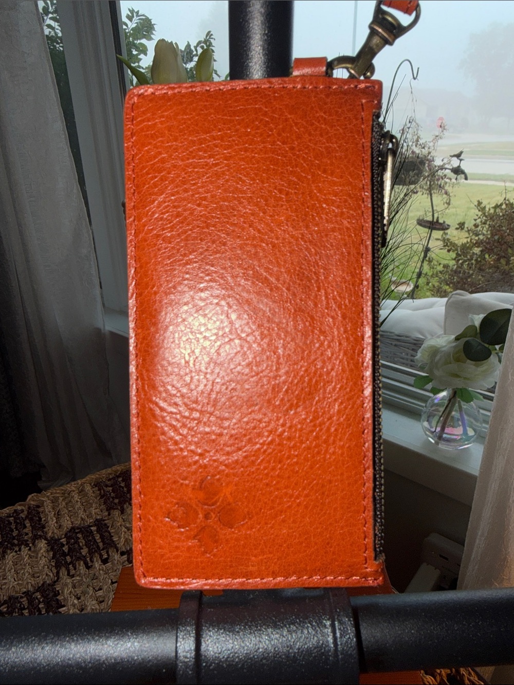 Patricia Nash Orange Leather Key & Card Holder